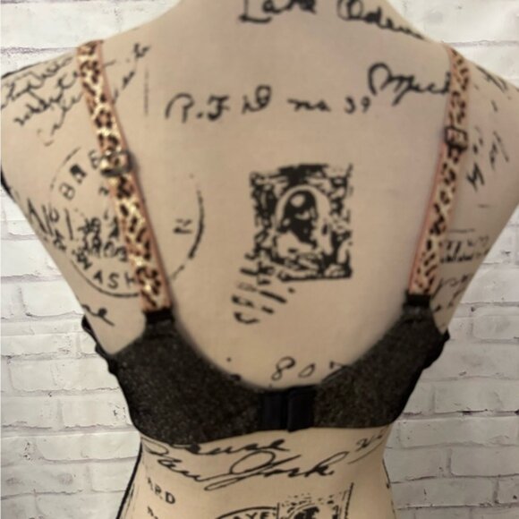 Victoria's Secret Size 38D Bra T Shirt Push Up Full Coverage‎ Black Gold Leopard - Picture 3 of 8